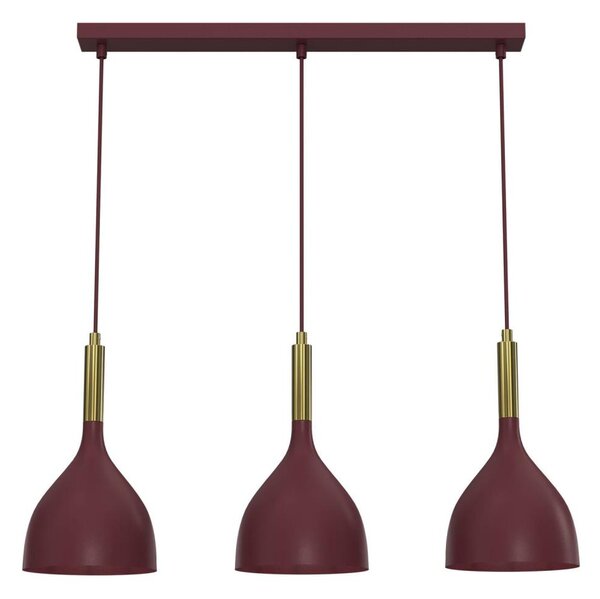 Lampadario a sospensione con cavo NOAK, 3x E27 (max 15W), 230V, bordeaux