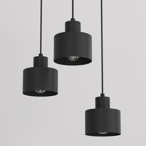 Lampadario a sospensione con cavo PARKLA 3xE27/15W/230V nero