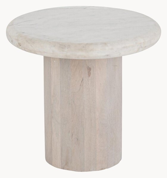 Tavolino rotondo in legno di mango con piano in marmo Gebr
