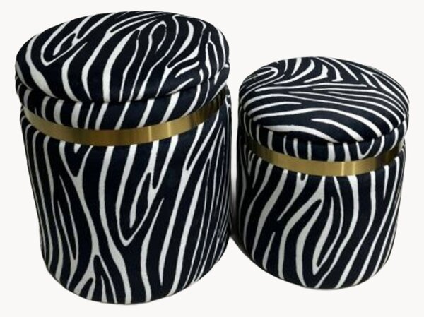 Set di 2 sgabelli imbottiti in velluto Wild Zebra