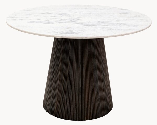 Tavolo rotondo in legno di mango con piano in marmo Glenn, Ø 115 cm