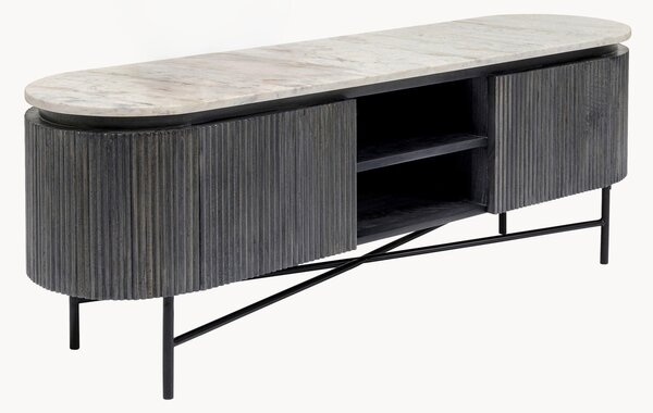 Credenza bassa in legno di mango con piano in marmo Glenn