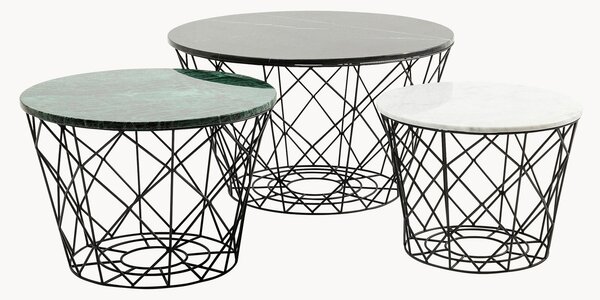 Set di 3 tavolini da salotto con piano in marmo East Coast