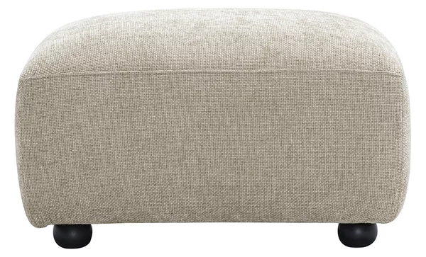 Pouf poggiapiedi in tessuto effetto velluto testurizzato beige JOYA