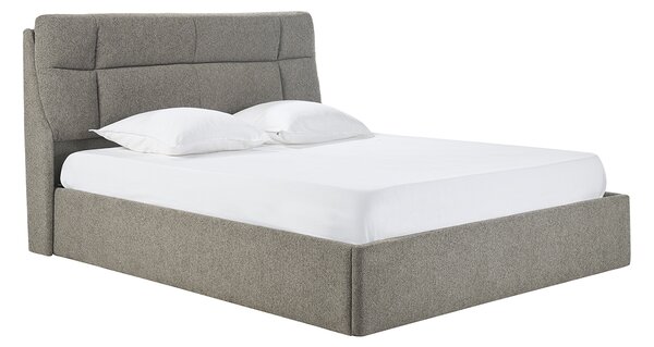 Letto contenitore matrimoniale 160x200 cm in tessuto testurizzato taupe HONO