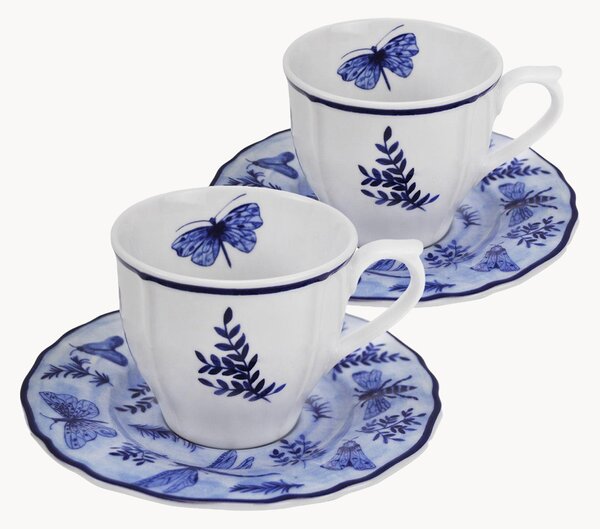 Set tazzine da caffè e piattini in ceramica Sonia, set da 4