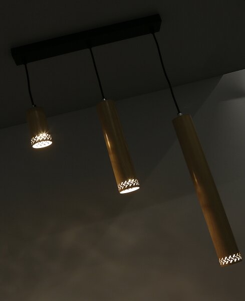 Lampadario su filo TUBO 3xGU10/25W/230V legno