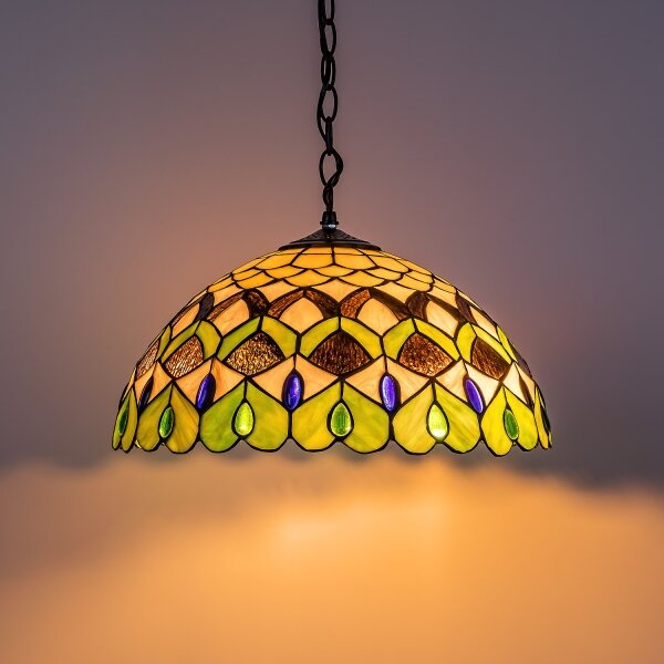 Brilagi - Lampadario in stile Tiffany a sospensione con catena MARGARET 2xE27/60W/230V