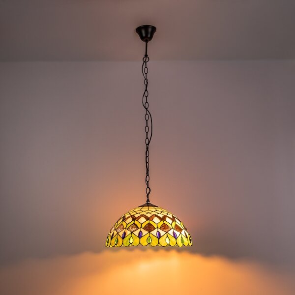 Brilagi - Lampadario in stile Tiffany a sospensione con catena MARGARET 2xE27/60W/230V