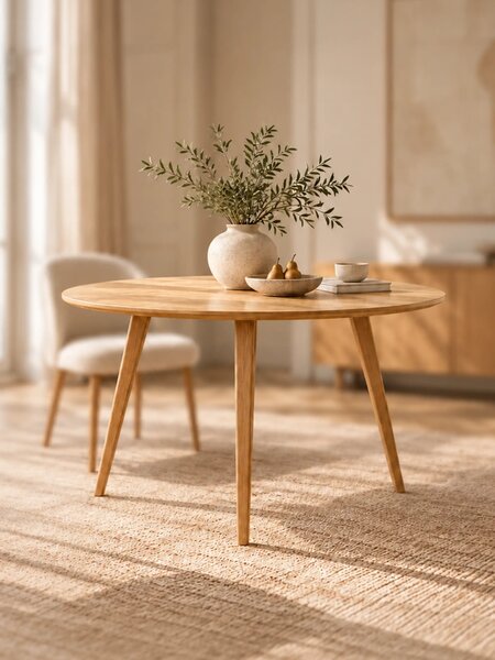 Tavolo da pranzo rotondo in rovere massello Oak