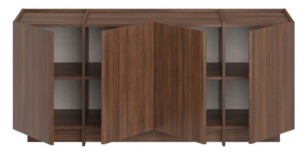 Credenza colore naturale scuro con effetto noce con apertura per cavi 180x80x45 cm Dorma – Kalune Design