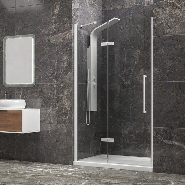Kamalu porta doccia 90cm battente e fisso colore bianco | kt4000b