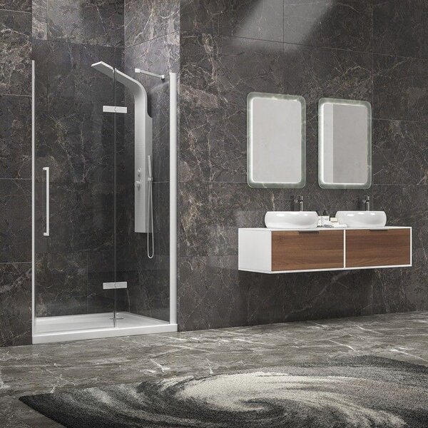 Kamalu porta doccia 90cm battente e fisso colore bianco | kt4000b