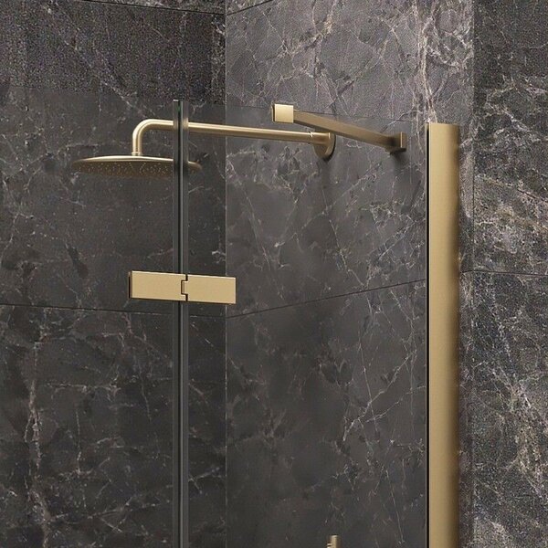 Kamalu porta doccia 90cm battente e fisso oro spazzolato | kt4000g