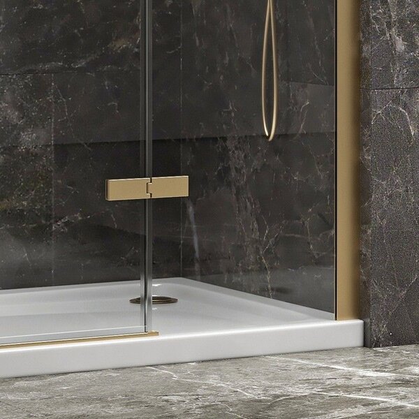 Kamalu porta doccia 90cm battente e fisso oro spazzolato | kt4000g