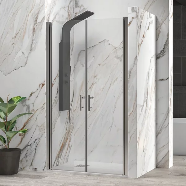 Box doccia 2 battenti 155-160cm vetro trasparente KS2800 saloon - KAMALU