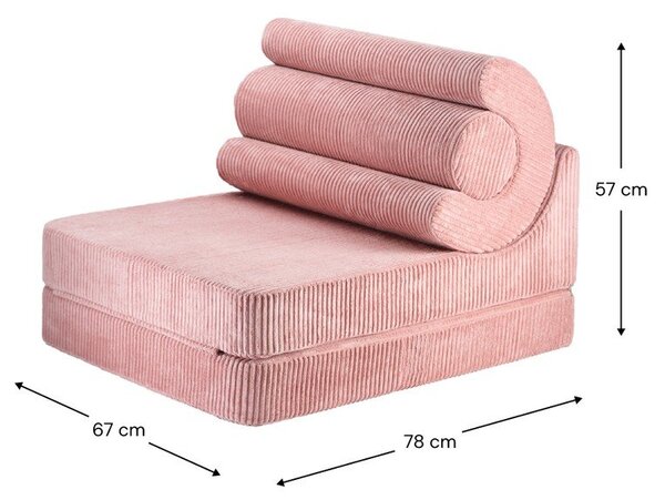 Poltrona per bambini rosa con rivestimento in velluto a coste Flipster – Wigiwama