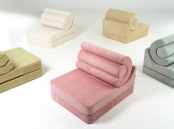 Poltrona per bambini rosa con rivestimento in velluto a coste Flipster – Wigiwama