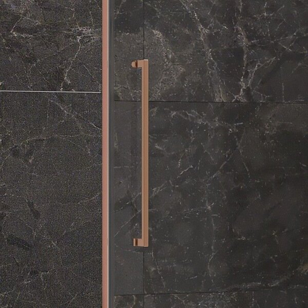 Kamalu porta doccia 80cm battente e fisso oro rosa spazzolato | kt4000rg