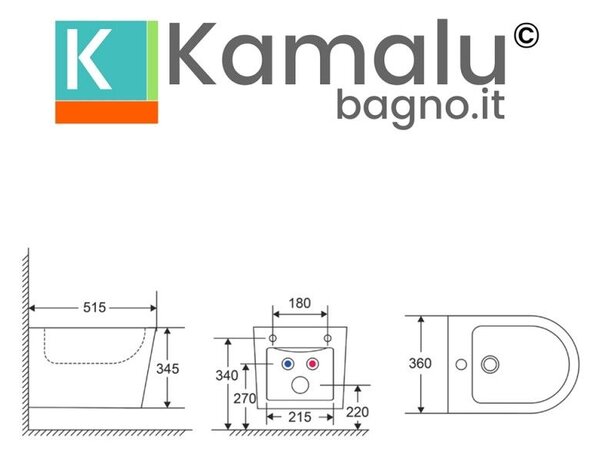 Kamalu sanitari sospesi senza brida e sedile soft-close | klea-s