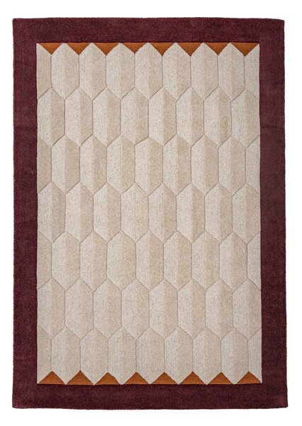 Tappeto burgundy/di colore naturale in lana tessuto a mano 200x290 cm Apex Border Wool – Flair Rugs