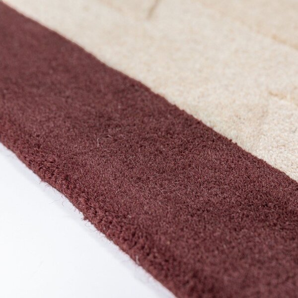 Tappeto burgundy/di colore naturale in lana tessuto a mano 200x290 cm Apex Border Wool – Flair Rugs