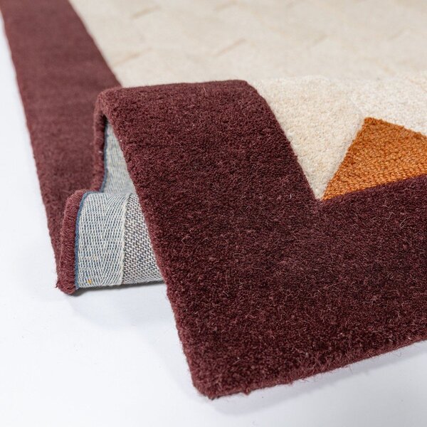 Tappeto burgundy/di colore naturale in lana tessuto a mano 200x290 cm Apex Border Wool – Flair Rugs