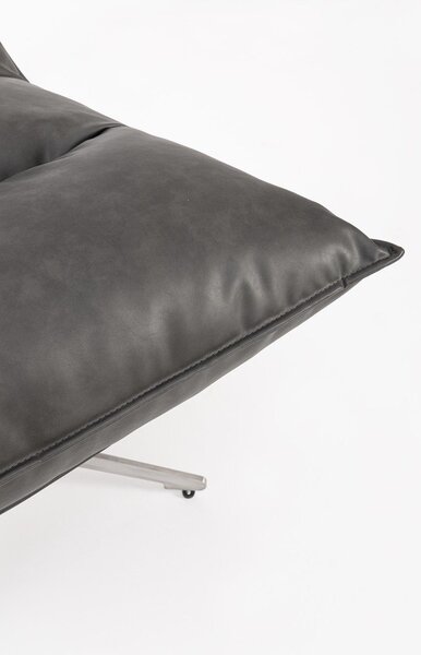 Poltrona grigio scuro con spazio contenitivo con rivestimento in finta pelle Alanez – Bizzotto