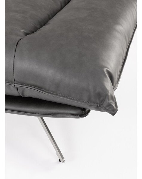 Poltrona grigio scuro con spazio contenitivo con rivestimento in finta pelle Alanez – Bizzotto