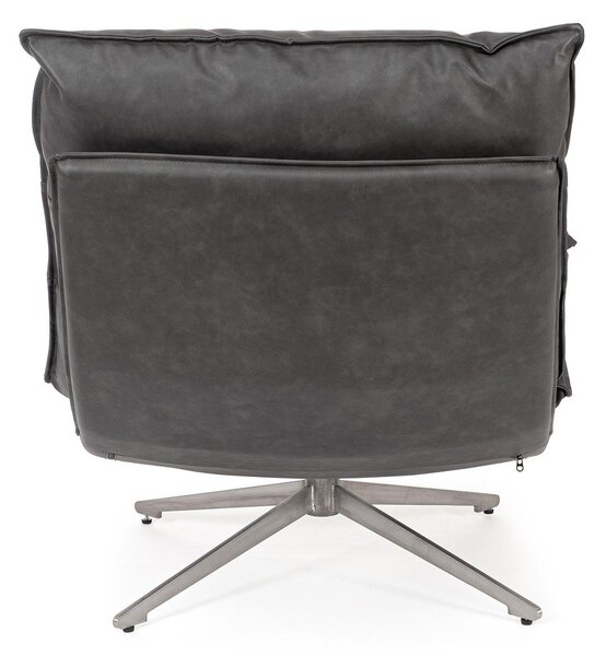 Poltrona grigio scuro con spazio contenitivo con rivestimento in finta pelle Alanez – Bizzotto
