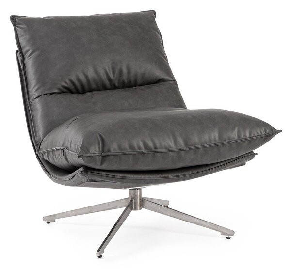 Poltrona grigio scuro con spazio contenitivo con rivestimento in finta pelle Alanez – Bizzotto