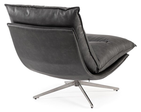 Poltrona grigio scuro con spazio contenitivo con rivestimento in finta pelle Alanez – Bizzotto