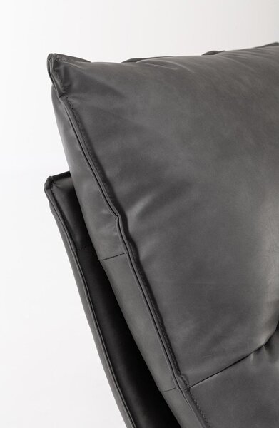 Poltrona grigio scuro con spazio contenitivo con rivestimento in finta pelle Alanez – Bizzotto