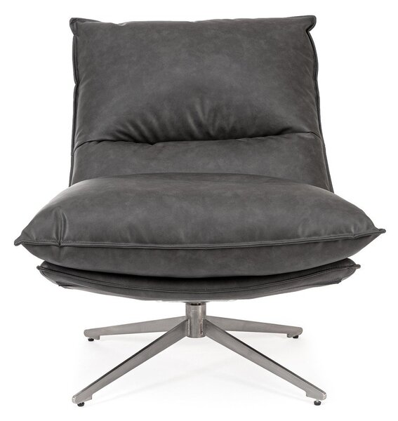Poltrona grigio scuro con spazio contenitivo con rivestimento in finta pelle Alanez – Bizzotto