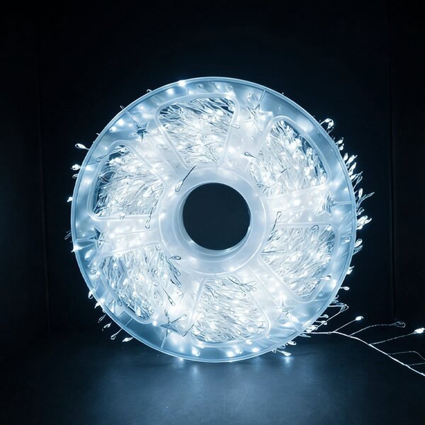 Stringa 45 metri da 3000 Microled filo di rame Bianco Freddo con cavo argento Wisdom