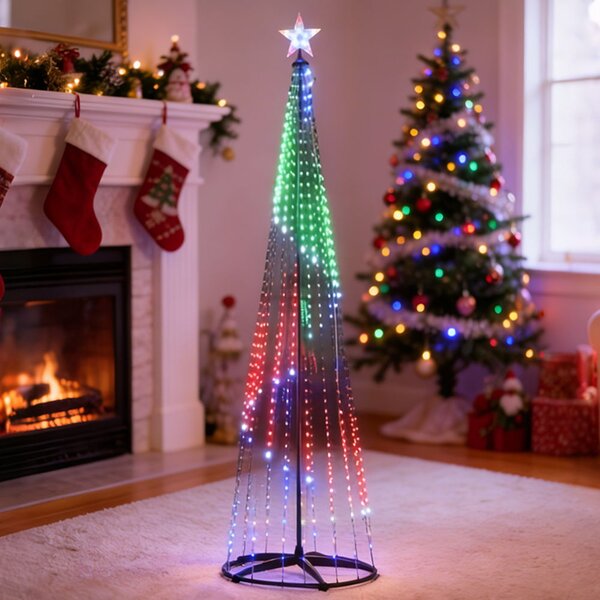 Albero luminoso a cono Smart da 910 Led altezza 2,75 metri RGBCI con telecomando Wisdom