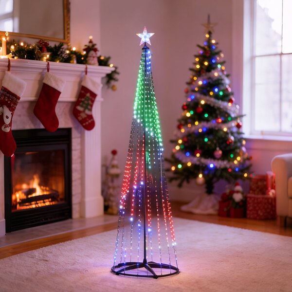 Albero luminoso a cono Smart da 550 Led altezza 2 metri RGBIC con telecomando Wisdom
