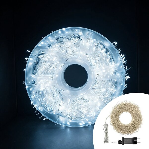 Stringa 45 metri da 3000 Microled filo di rame Bianco Freddo con cavo argento Wisdom