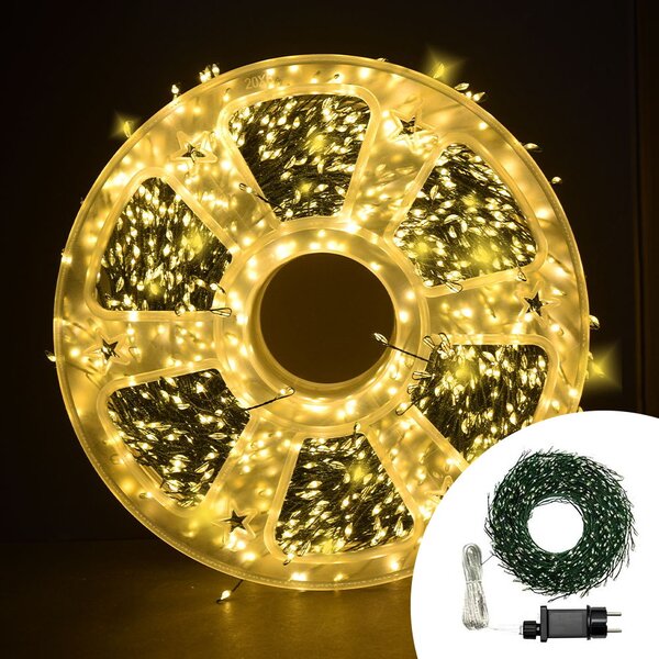 Stringa 45 metri da 3000 Microled filo di rame Bianco Caldo cavo verde Wisdom