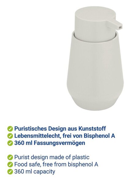 Dispenser per sapone color crema in plastica 360 ml Vara – Allstar