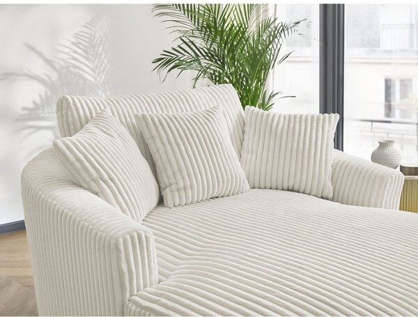 Poltrona beige con rivestimento in velluto a coste Belem – Bobochic Paris