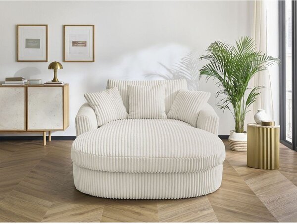 Poltrona beige con rivestimento in velluto a coste Belem – Bobochic Paris