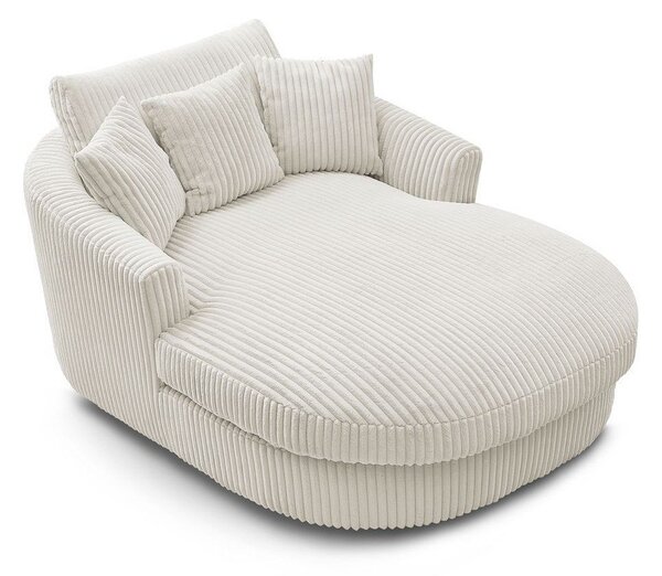 Poltrona beige con rivestimento in velluto a coste Belem – Bobochic Paris