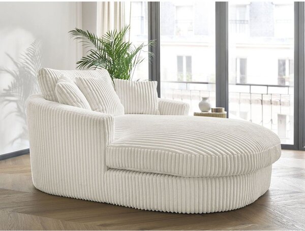 Poltrona beige con rivestimento in velluto a coste Belem – Bobochic Paris