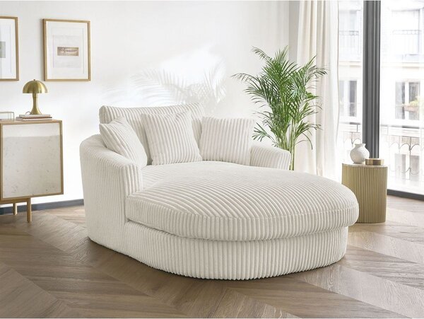 Poltrona beige con rivestimento in velluto a coste Belem – Bobochic Paris