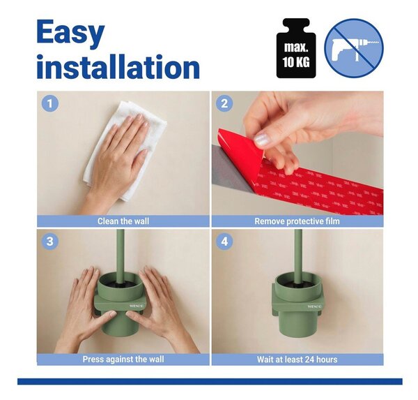 Scopino WC senza foratura verde in plastica con aggancio Turbo-loc Lizan – Wenko