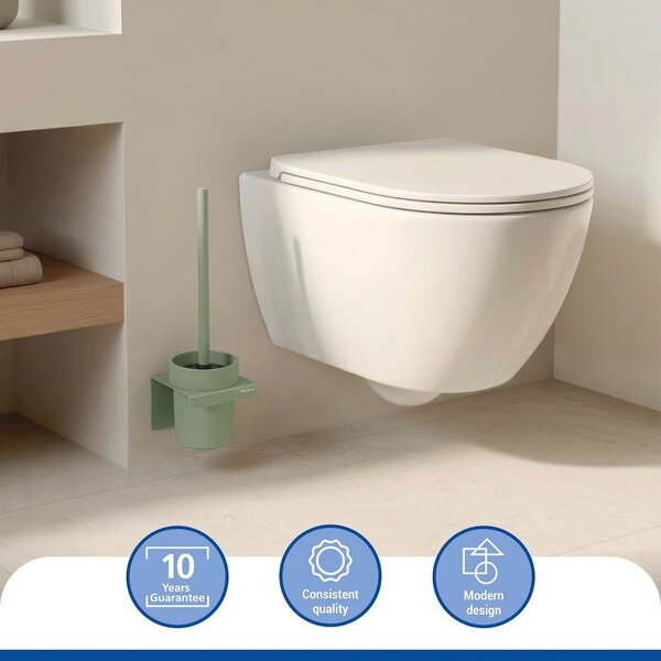 Scopino WC senza foratura verde in plastica con aggancio Turbo-loc Lizan – Wenko