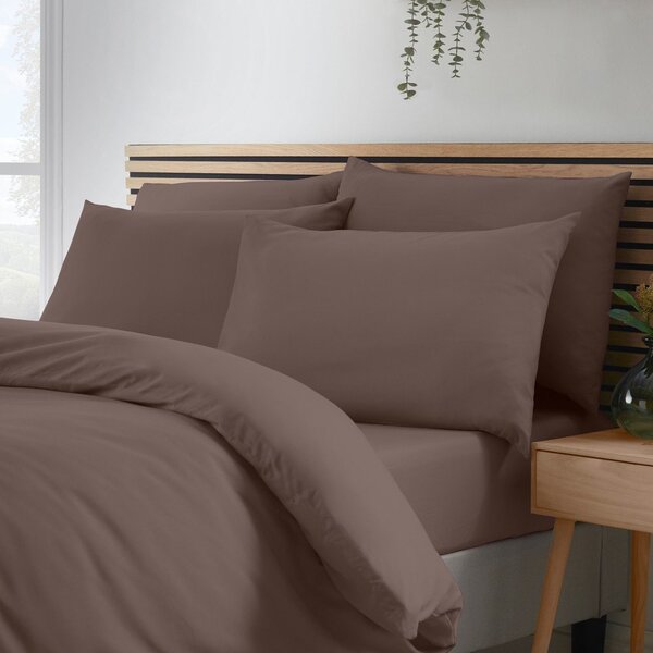 Set copripiumino e federa marrone scuro per letto singolo 135x200 cm So Soft Non Iron – Catherine Lansfield