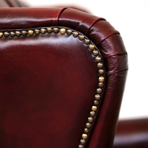 Poltrona Presidenziale Oxford Chesterfield Deluxe Pelle Primo Fiore Premium - Base in Legno