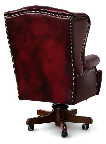 Poltrona Presidenziale Oxford Chesterfield Deluxe Pelle Primo Fiore Premium - Base in Legno